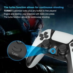 pour manette PS5 sans fil avec palettes, PS Gamepad Mando Control avec Turbo, blanc