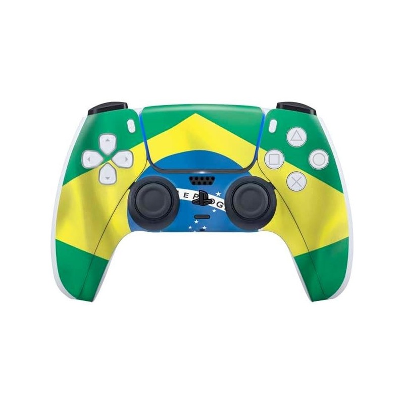 Skinit Decal Gaming Skin Compatible avec la manette PS5 - Motif drapeau brésilien