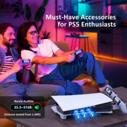 Support horizontal NexiGo PS5 avec station de charge pour contrôleurs PS5 et Edge, ventilateur de refroidissement silencieux à v