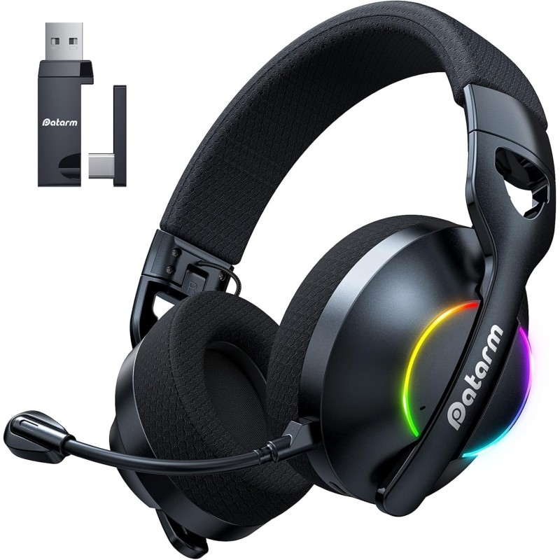 Casque de jeu sans fil pour PC PS4 PS5 Switch, casque supra-auriculaire antibruit avec micro, 50 heures de lecture, oreillettes 