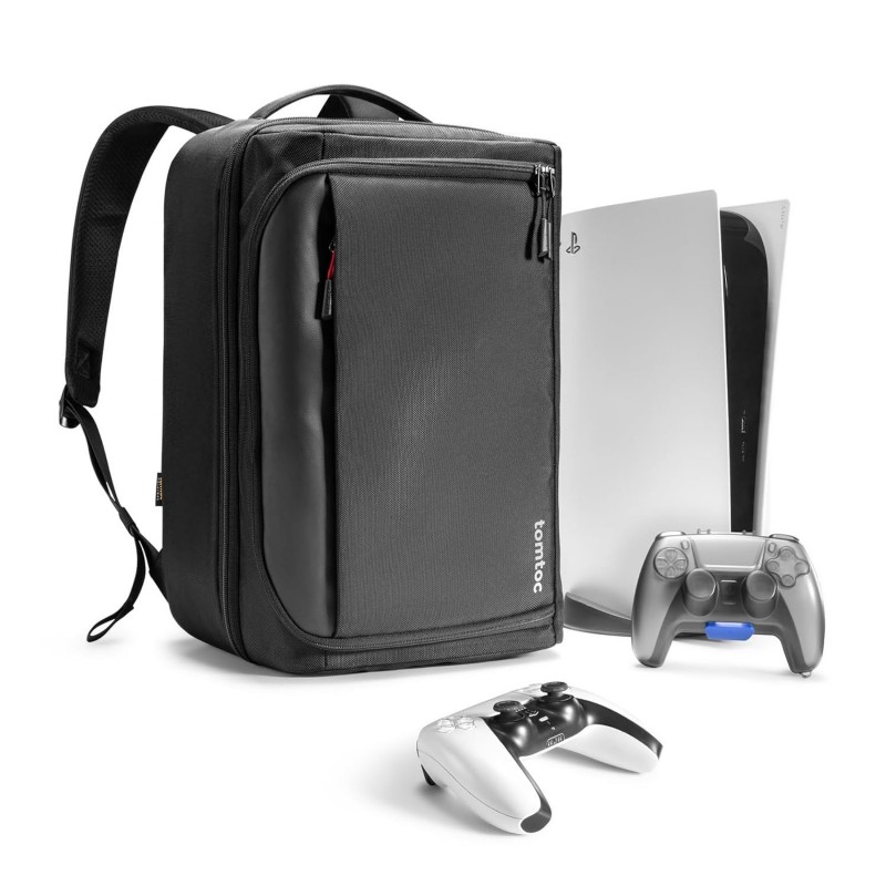 tomtoc Sac à dos de voyage pour console PS5/PS5 Pro, accessoires, étui de transport de protection, sac de rangement compatible a