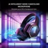 Casque de jeu sans fil EKSA pour PS4 PS5 PC, casque avec son surround 7.1 avec micro ENC et lumière RVB, batterie 36 heures, cas