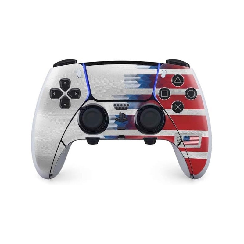 Skinit Gaming Decal Skin compatible avec le contrôleur PS5 DualSense Edge Pro, conçu à l'origine avec le drapeau du football amé