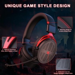 Casque de jeu sans fil 2,4 GHz, casque de jeu pour PC, PS5, PS4, Switch, batterie longue durée 60H, microphone antibruit amovibl