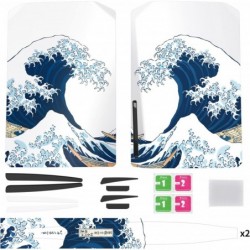 eXtremeRate eXcover The Great Wave Top Bottom Cover Compatible avec la console PS5 Disc Edition, coque de remplacement pour plaq