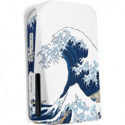 eXtremeRate eXcover The Great Wave Top Bottom Cover Compatible avec la console PS5 Disc Edition, coque de remplacement pour plaq