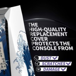 eXtremeRate eXcover The Great Wave Top Bottom Cover Compatible avec la console PS5 Disc Edition, coque de remplacement pour plaq