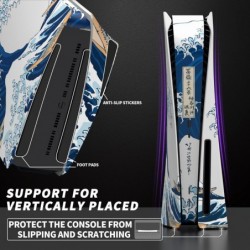 eXtremeRate eXcover The Great Wave Top Bottom Cover Compatible avec la console PS5 Disc Edition, coque de remplacement pour plaq