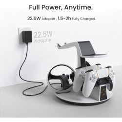 Station de charge de contrôleur 3 en 1 KIWI design D2 pour PSVR2 et PS5 avec support d'affichage VR et indicateur de charge LED