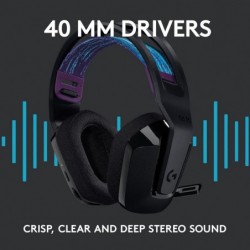 Casque de jeu sans fil Logitech G535 Lightspeed - Casque supra-auriculaire léger, micro rabattable pour couper le son, stéréo, c