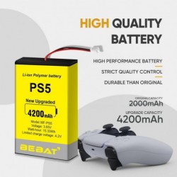 Batterie de contrôleur PS5, batterie de remplacement Li-ion haute capacité 4200 mAh LIP1708 pour contrôleur PlayStation 5 CFI-ZC