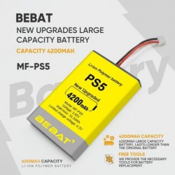 Batterie de contrôleur PS5, batterie de remplacement Li-ion haute capacité 4200 mAh LIP1708 pour contrôleur PlayStation 5 CFI-ZC