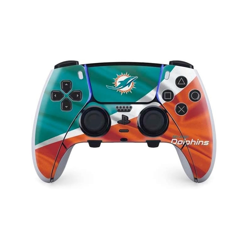 Skinit Gaming Decal Skin compatible avec le contrôleur PS5 DualSense Edge Pro - Design sous licence officielle NFL Miami Dolphin