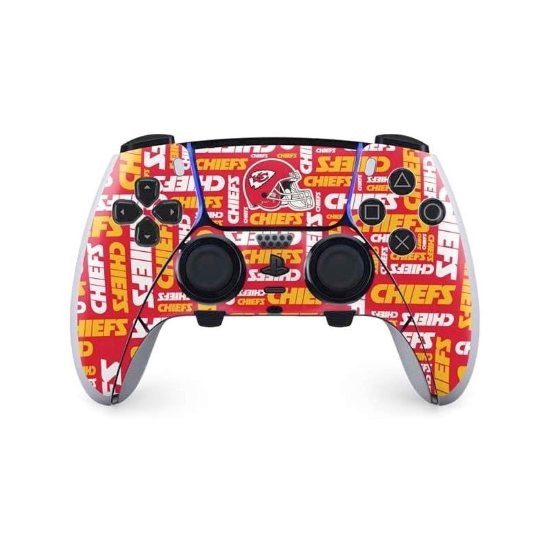 Skinit Decal Gaming Skin Compatible avec le contrôleur PS5 DualSense Edge Pro - Design Red Blast sous licence officielle NFL Kan