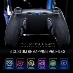 Manette de jeu HEXGAMING PHANTOM Pro avec 4 boutons remappables, 6 profils de remappage, 8 joysticks analogiques interchangeable