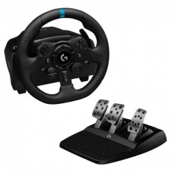 Ensemble volant et pédales de course Logitech G923 + levier de vitesse Driving Force - Cuir véritable, pour PS5, PS4, PC, Mac - 