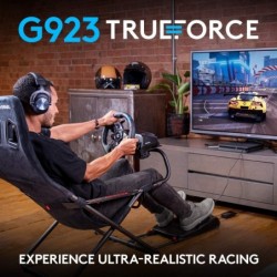 Ensemble volant et pédales de course Logitech G923 + levier de vitesse Driving Force - Cuir véritable, pour PS5, PS4, PC, Mac - 