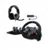 Volant de course de jeu Logitech G à double moteur avec pédales réactives pour PS5, PS4, PC et Mac, pack avec casque de jeu (noi