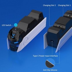 Station de charge pour manettes PS5 Dualsense - Station de charge à double support avec lumière LED Accessoires de station de ch